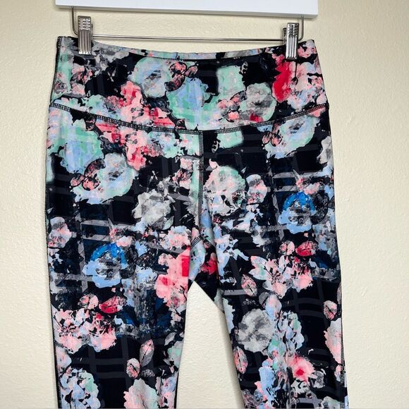 Zelos Cropped Floral Athletic Leggings Multicolor Women Size Medium Activewear - Picture 3 of 13